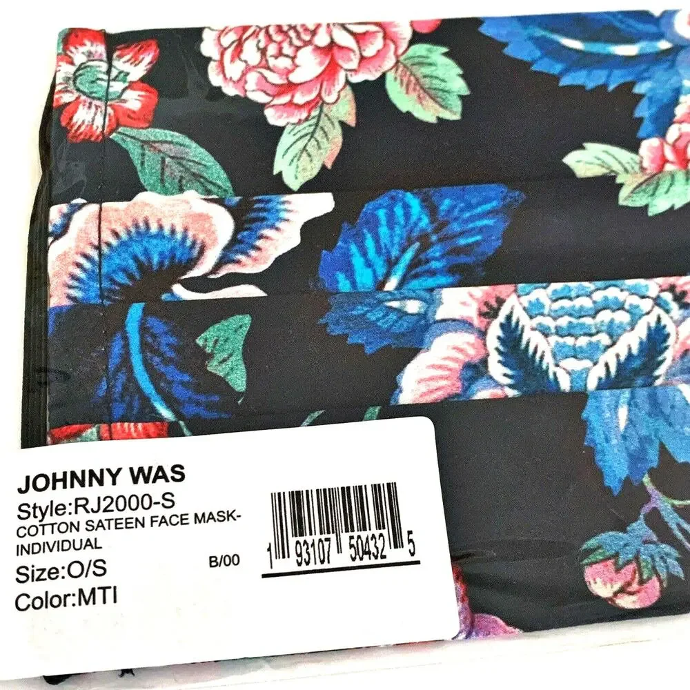 JOHNNY WAS Face Mask Designer Cotton Floral Face Mask